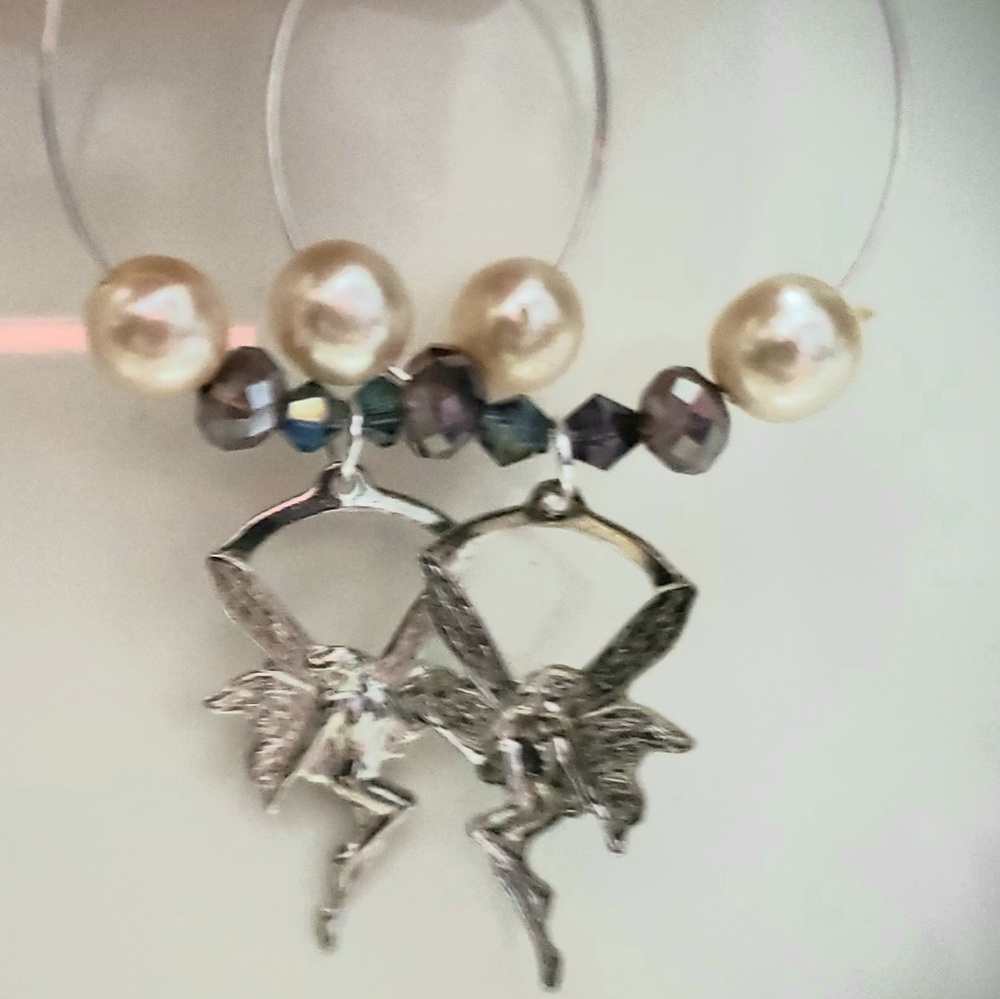 Fairy pearl hoops